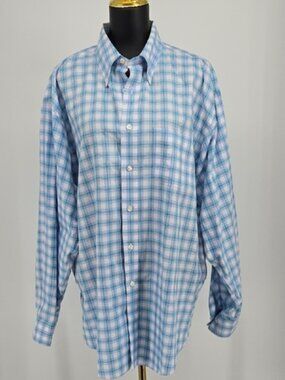 Brooks Brothers Blue Plaid Shirt Size XL